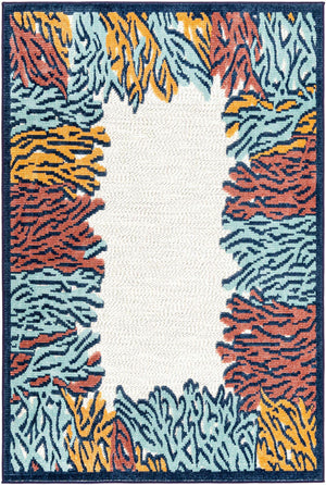 Multicolor 4' x 6' Belize Outdoor Rectangle Area Rug Weather Resistant for Patio, Deck, Terrace, Balcony, Porch 100% Polypropylene Colorful Fun Coastal Modern Carpet for Outside for Sale at Rug Engine
