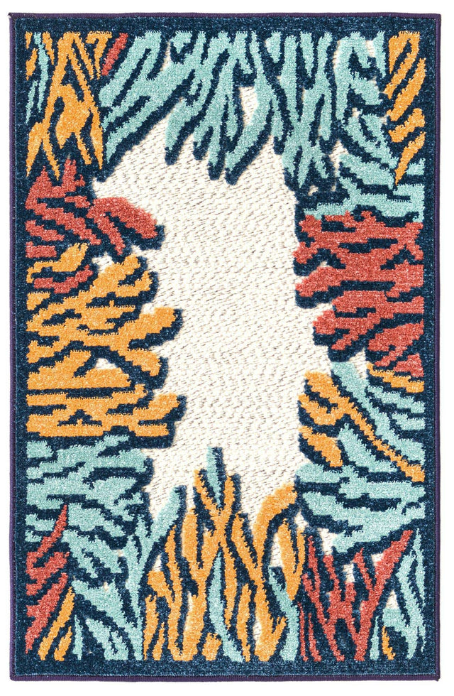 Multicolor 2' x 3' Belize Outdoor Rectangle Area Rug Weather Resistant for Patio, Deck, Terrace, Balcony, Porch 100% Polypropylene Colorful Fun Coastal Modern Carpet for Outside for Sale at Rug Engine