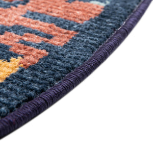 Multicolor 5' 3 x 5' 3 Belize Outdoor Round Area Rug Weather Resistant for Patio, Deck, Terrace, Balcony, Porch 100% Polypropylene Colorful Fun Coastal Modern Carpet for Outside for Sale at Rug Engine