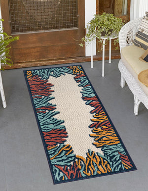 Multicolor 2' x 6' Belize Outdoor Runner Area Rug Weather Resistant for Patio, Deck, Terrace, Balcony, Porch 100% Polypropylene Colorful Fun Coastal Modern Carpet for Outside for Sale at Rug Engine