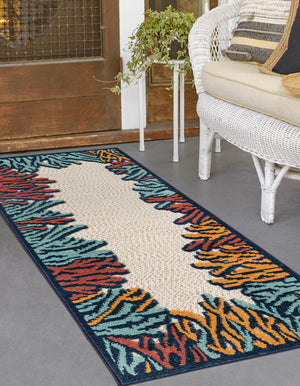 Multicolor 2' x 8' Belize Outdoor Runner Area Rug Weather Resistant for Patio, Deck, Terrace, Balcony, Porch 100% Polypropylene Colorful Fun Coastal Modern Carpet for Outside for Sale at Rug Engine