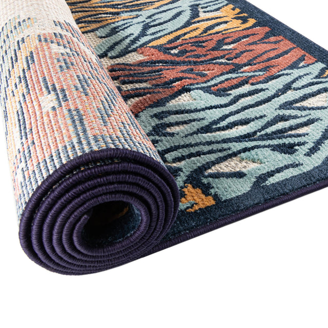 Multicolor 2' x 6' Belize Outdoor Runner Area Rug Weather Resistant for Patio, Deck, Terrace, Balcony, Porch 100% Polypropylene Colorful Fun Coastal Modern Carpet for Outside for Sale at Rug Engine