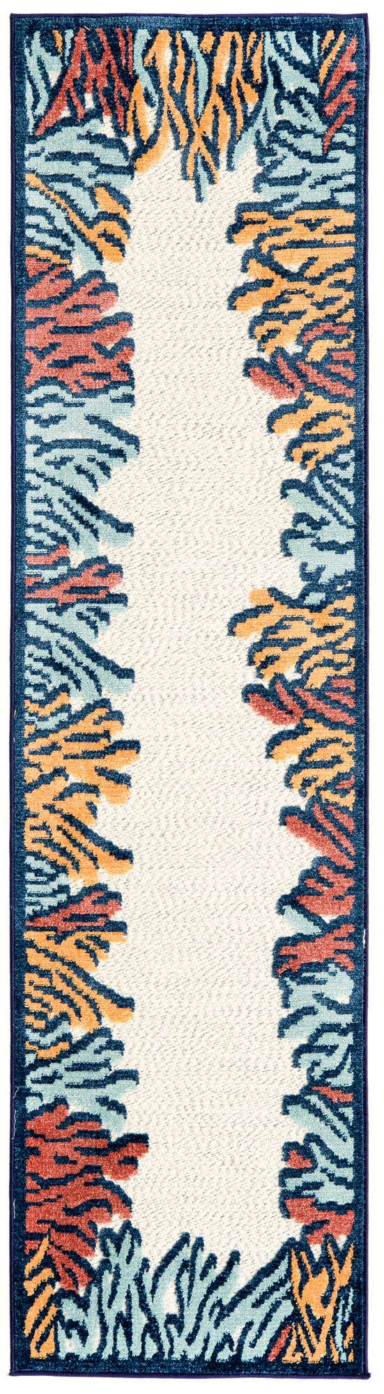 Multicolor 2' x 8' Belize Outdoor Runner Area Rug Weather Resistant for Patio, Deck, Terrace, Balcony, Porch 100% Polypropylene Colorful Fun Coastal Modern Carpet for Outside for Sale at Rug Engine