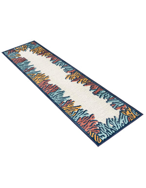Multicolor 2' x 10' Belize Outdoor Runner Area Rug Weather Resistant for Patio, Deck, Terrace, Balcony, Porch 100% Polypropylene Colorful Fun Coastal Modern Carpet for Outside for Sale at Rug Engine