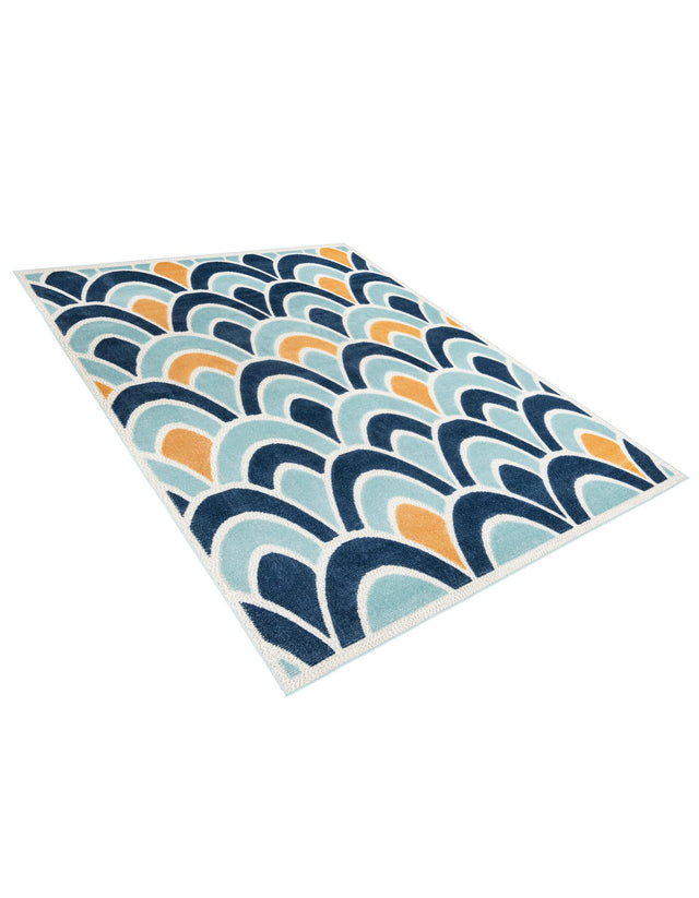 Blue 7' 10 x 10' Belize Outdoor Rectangle Area Rug Weather Resistant for Patio, Deck, Terrace, Balcony, Porch 100% Polypropylene Colorful Fun Coastal Modern Carpet for Outside for Sale at Rug Engine