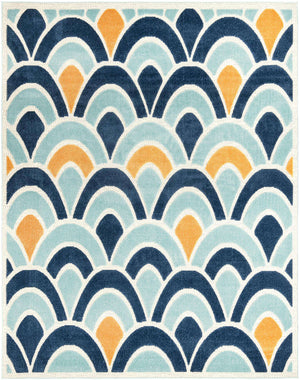 Blue 7' 10 x 10' Belize Outdoor Rectangle Area Rug Weather Resistant for Patio, Deck, Terrace, Balcony, Porch 100% Polypropylene Colorful Fun Coastal Modern Carpet for Outside for Sale at Rug Engine