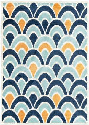Blue 7' x 10' Belize Outdoor Rectangle Area Rug Weather Resistant for Patio, Deck, Terrace, Balcony, Porch 100% Polypropylene Colorful Fun Coastal Modern Carpet for Outside for Sale at Rug Engine