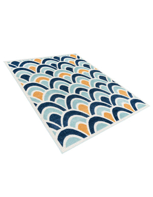 Blue 6' x 9' Belize Outdoor Rectangle Area Rug Weather Resistant for Patio, Deck, Terrace, Balcony, Porch 100% Polypropylene Colorful Fun Coastal Modern Carpet for Outside for Sale at Rug Engine