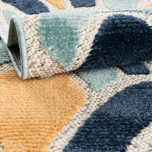Blue 7' 10 x 10' Belize Outdoor Rectangle Area Rug Weather Resistant for Patio, Deck, Terrace, Balcony, Porch 100% Polypropylene Colorful Fun Coastal Modern Carpet for Outside for Sale at Rug Engine