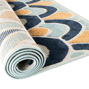 Blue 2' x 3' Belize Outdoor Rectangle Area Rug Weather Resistant for Patio, Deck, Terrace, Balcony, Porch 100% Polypropylene Colorful Fun Coastal Modern Carpet for Outside for Sale at Rug Engine