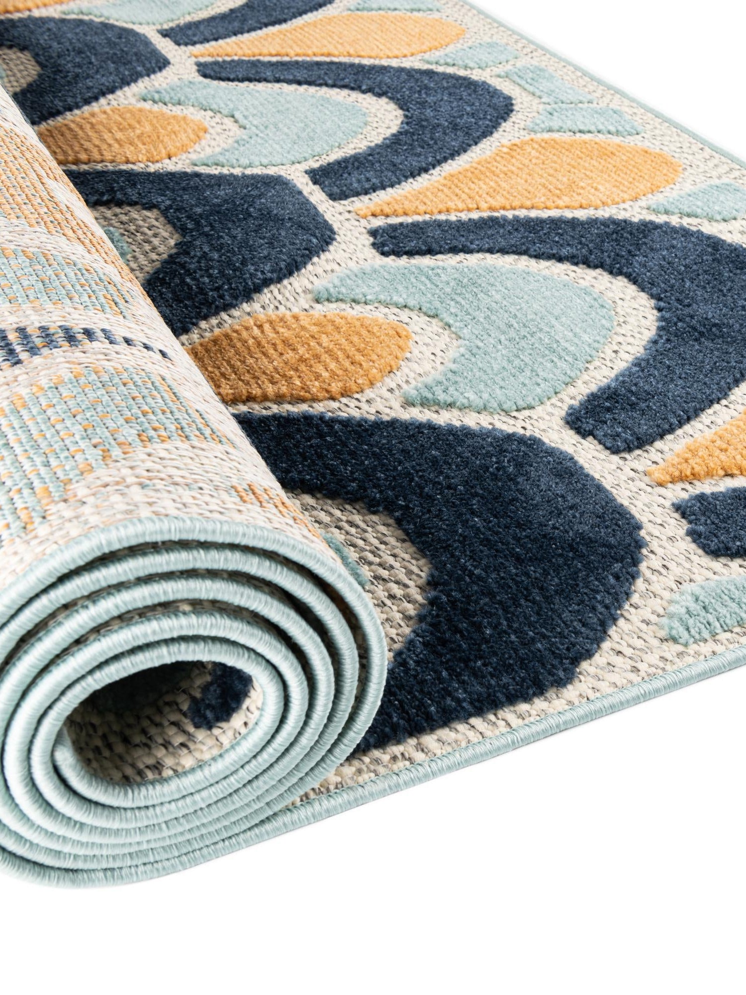 Blue 6' x 9' Belize Outdoor Rectangle Area Rug Weather Resistant for Patio, Deck, Terrace, Balcony, Porch 100% Polypropylene Colorful Fun Coastal Modern Carpet for Outside for Sale at Rug Engine