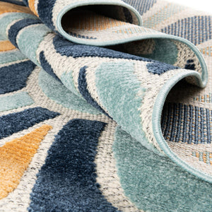 Blue 7' 10 x 10' Belize Outdoor Rectangle Area Rug Weather Resistant for Patio, Deck, Terrace, Balcony, Porch 100% Polypropylene Colorful Fun Coastal Modern Carpet for Outside for Sale at Rug Engine