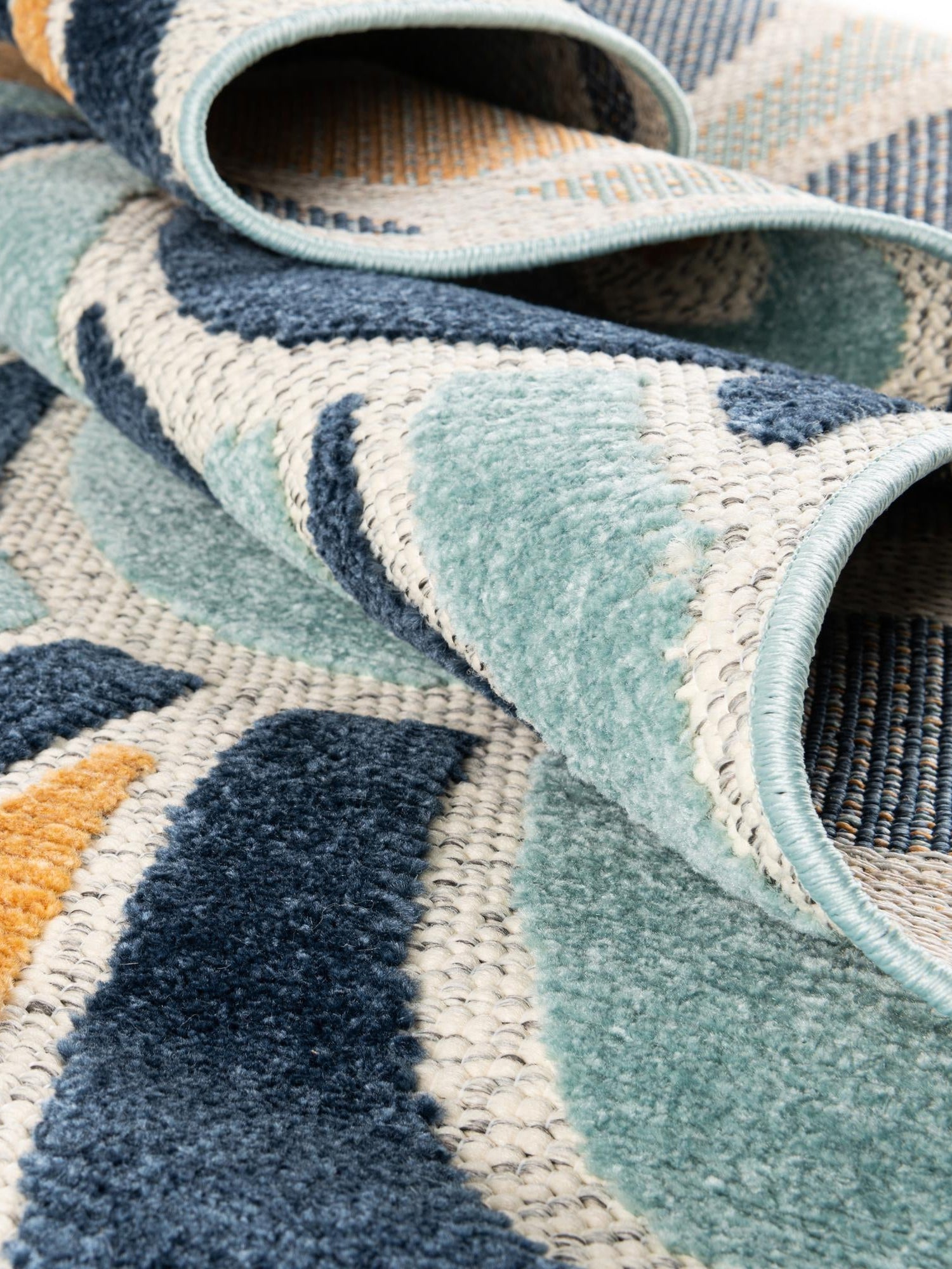 Blue 7' x 10' Belize Outdoor Rectangle Area Rug Weather Resistant for Patio, Deck, Terrace, Balcony, Porch 100% Polypropylene Colorful Fun Coastal Modern Carpet for Outside for Sale at Rug Engine