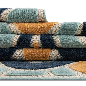 Blue 6' x 9' Belize Outdoor Rectangle Area Rug Weather Resistant for Patio, Deck, Terrace, Balcony, Porch 100% Polypropylene Colorful Fun Coastal Modern Carpet for Outside for Sale at Rug Engine