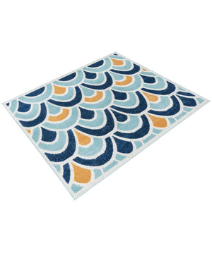 Blue 5' 3 x 5' 3 Belize Outdoor Square Area Rug Weather Resistant for Patio, Deck, Terrace, Balcony, Porch 100% Polypropylene Colorful Fun Coastal Modern Carpet for Outside for Sale at Rug Engine