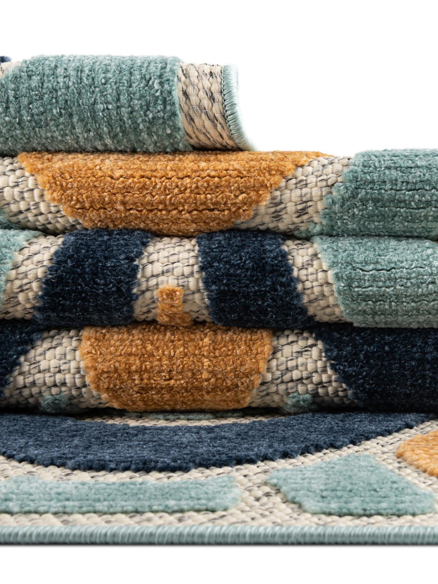 Blue 5' 3 x 5' 3 Belize Outdoor Square Area Rug Weather Resistant for Patio, Deck, Terrace, Balcony, Porch 100% Polypropylene Colorful Fun Coastal Modern Carpet for Outside for Sale at Rug Engine