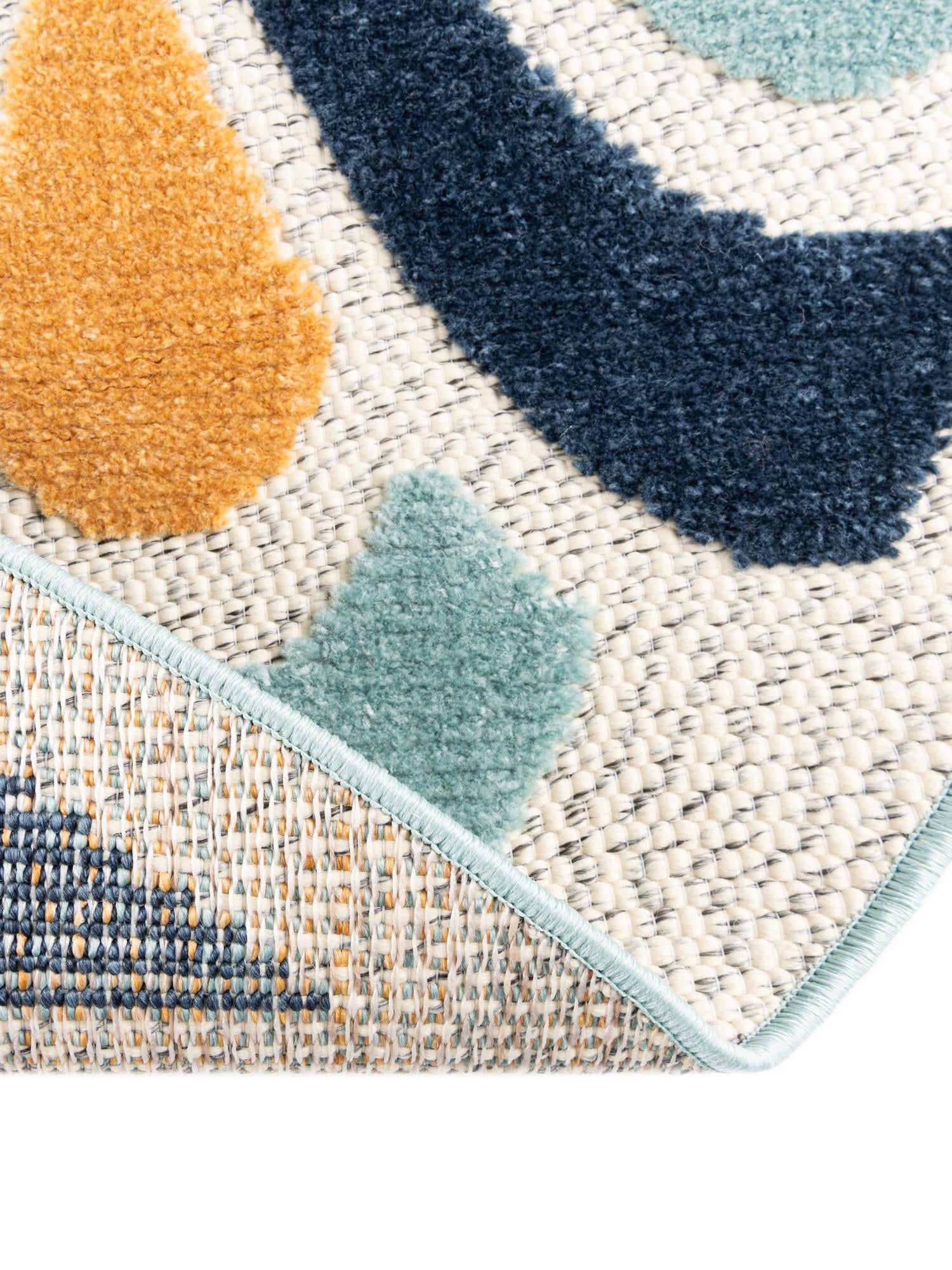 Blue 3' 3 x 3' 3 Belize Outdoor Round Area Rug Weather Resistant for Patio, Deck, Terrace, Balcony, Porch 100% Polypropylene Colorful Fun Coastal Modern Carpet for Outside for Sale at Rug Engine