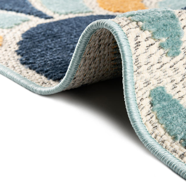 Blue 2' x 6' Belize Outdoor Runner Area Rug Weather Resistant for Patio, Deck, Terrace, Balcony, Porch 100% Polypropylene Colorful Fun Coastal Modern Carpet for Outside for Sale at Rug Engine