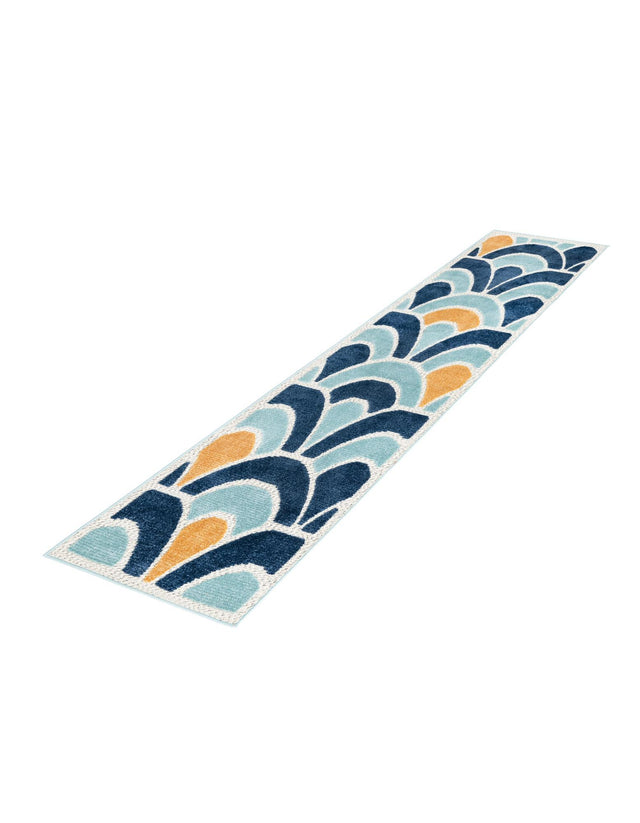 Blue 2' x 8' Belize Outdoor Runner Area Rug Weather Resistant for Patio, Deck, Terrace, Balcony, Porch 100% Polypropylene Colorful Fun Coastal Modern Carpet for Outside for Sale at Rug Engine