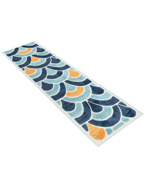 Blue 2' x 10' Belize Outdoor Runner Area Rug Weather Resistant for Patio, Deck, Terrace, Balcony, Porch 100% Polypropylene Colorful Fun Coastal Modern Carpet for Outside for Sale at Rug Engine