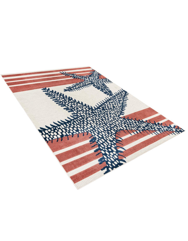 Ivory 7' 10 x 10' Belize Outdoor Rectangle Area Rug Weather Resistant for Patio, Deck, Terrace, Balcony, Porch 100% Polypropylene Colorful Fun Coastal Modern Carpet for Outside for Sale at Rug Engine
