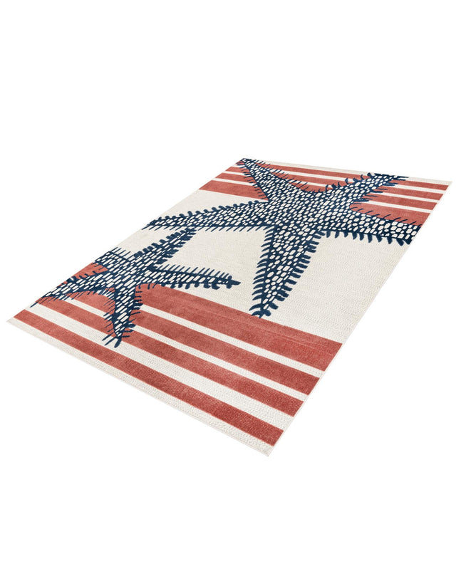 Ivory 7' 10 x 10' Belize Outdoor Rectangle Area Rug Weather Resistant for Patio, Deck, Terrace, Balcony, Porch 100% Polypropylene Colorful Fun Coastal Modern Carpet for Outside for Sale at Rug Engine