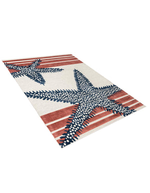 Ivory 6' x 9' Belize Outdoor Rectangle Area Rug Weather Resistant for Patio, Deck, Terrace, Balcony, Porch 100% Polypropylene Colorful Fun Coastal Modern Carpet for Outside for Sale at Rug Engine