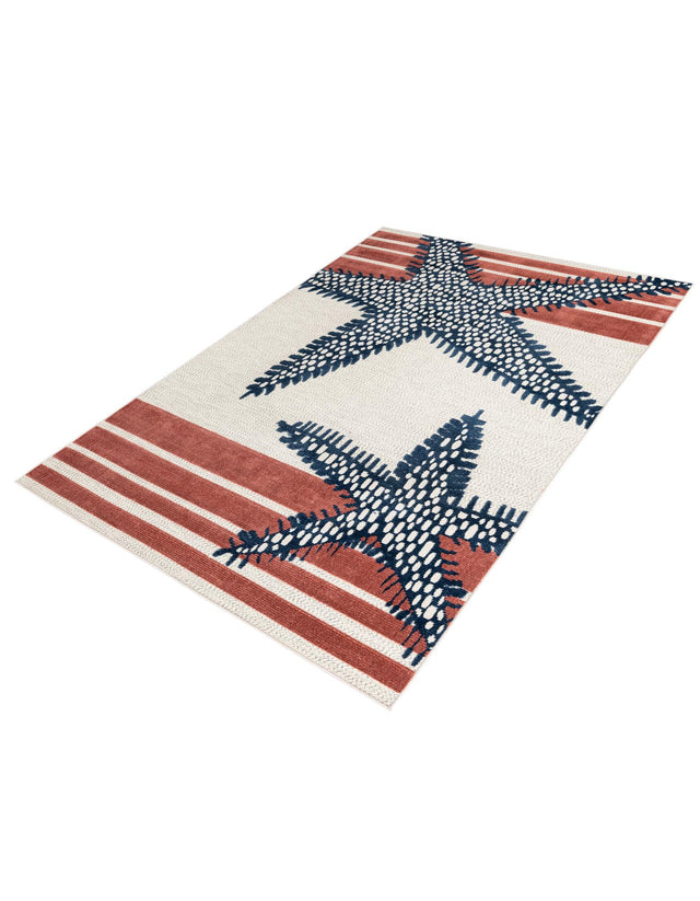 Ivory 6' x 9' Belize Outdoor Rectangle Area Rug Weather Resistant for Patio, Deck, Terrace, Balcony, Porch 100% Polypropylene Colorful Fun Coastal Modern Carpet for Outside for Sale at Rug Engine