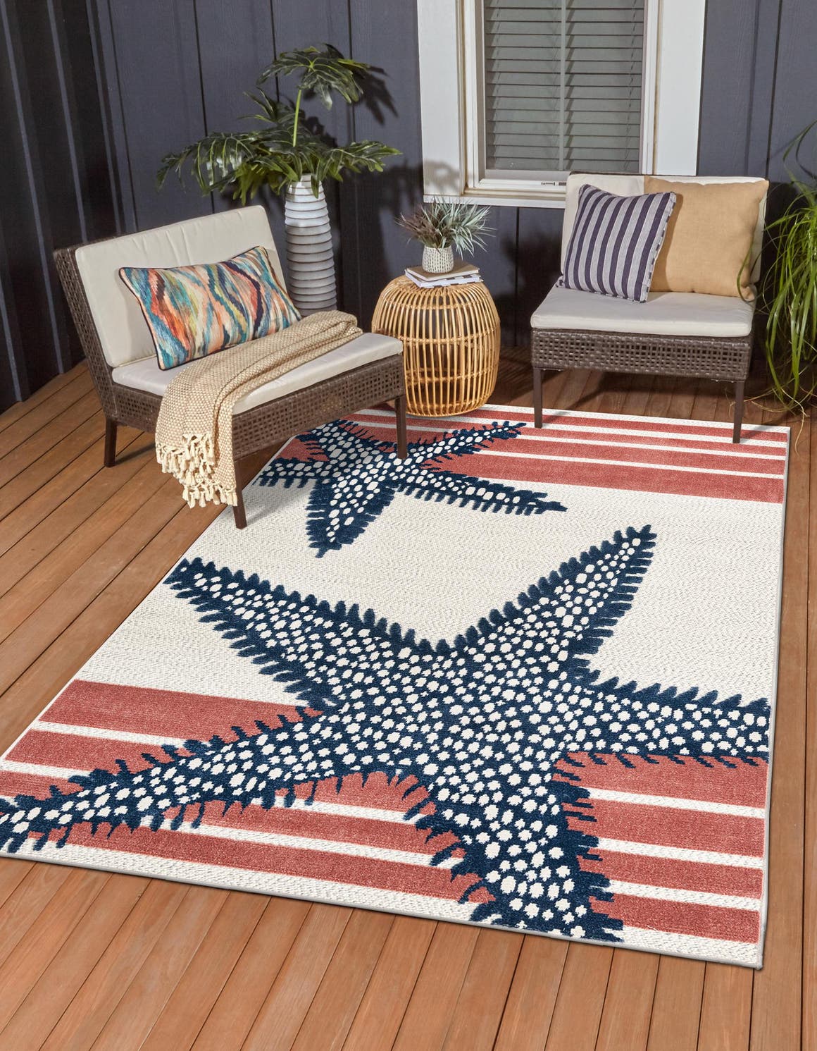 Ivory 4' x 6' Belize Outdoor Rectangle Area Rug Weather Resistant for Patio, Deck, Terrace, Balcony, Porch 100% Polypropylene Colorful Fun Coastal Modern Carpet for Outside for Sale at Rug Engine