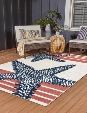 Ivory 5' 3 x 8' Belize Outdoor Rectangle Area Rug Weather Resistant for Patio, Deck, Terrace, Balcony, Porch 100% Polypropylene Colorful Fun Coastal Modern Carpet for Outside for Sale at Rug Engine