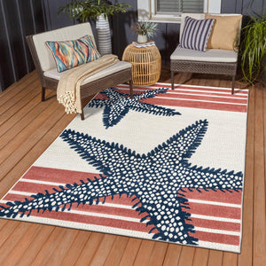 Ivory 7' 10 x 10' Belize Outdoor Rectangle Area Rug Weather Resistant for Patio, Deck, Terrace, Balcony, Porch 100% Polypropylene Colorful Fun Coastal Modern Carpet for Outside for Sale at Rug Engine