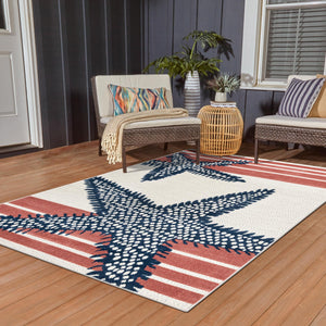 Ivory 2' x 3' Belize Outdoor Rectangle Area Rug Weather Resistant for Patio, Deck, Terrace, Balcony, Porch 100% Polypropylene Colorful Fun Coastal Modern Carpet for Outside for Sale at Rug Engine