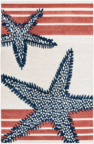 Ivory 5' 3 x 8' Belize Outdoor Rectangle Area Rug Weather Resistant for Patio, Deck, Terrace, Balcony, Porch 100% Polypropylene Colorful Fun Coastal Modern Carpet for Outside for Sale at Rug Engine