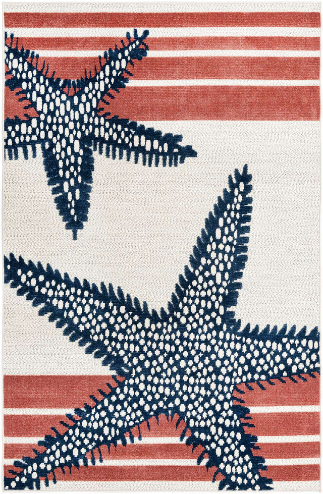 Ivory 5' 3 x 8' Belize Outdoor Rectangle Area Rug Weather Resistant for Patio, Deck, Terrace, Balcony, Porch 100% Polypropylene Colorful Fun Coastal Modern Carpet for Outside for Sale at Rug Engine