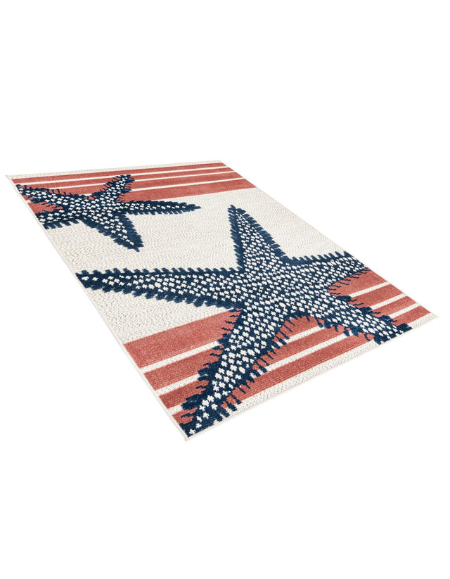 Ivory 4' x 6' Belize Outdoor Rectangle Area Rug Weather Resistant for Patio, Deck, Terrace, Balcony, Porch 100% Polypropylene Colorful Fun Coastal Modern Carpet for Outside for Sale at Rug Engine