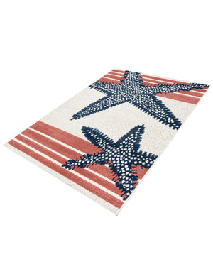Ivory 4' x 6' Belize Outdoor Rectangle Area Rug Weather Resistant for Patio, Deck, Terrace, Balcony, Porch 100% Polypropylene Colorful Fun Coastal Modern Carpet for Outside for Sale at Rug Engine