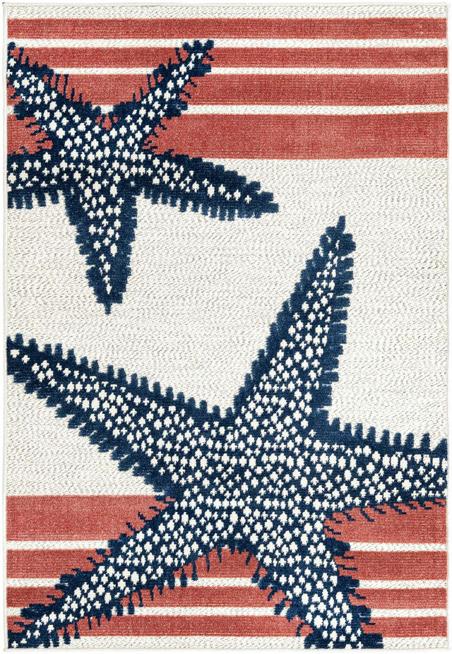 Ivory 4' x 6' Belize Outdoor Rectangle Area Rug Weather Resistant for Patio, Deck, Terrace, Balcony, Porch 100% Polypropylene Colorful Fun Coastal Modern Carpet for Outside for Sale at Rug Engine