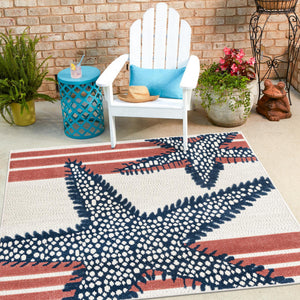 Ivory 5' 3 x 5' 3 Belize Outdoor Square Area Rug Weather Resistant for Patio, Deck, Terrace, Balcony, Porch 100% Polypropylene Colorful Fun Coastal Modern Carpet for Outside for Sale at Rug Engine
