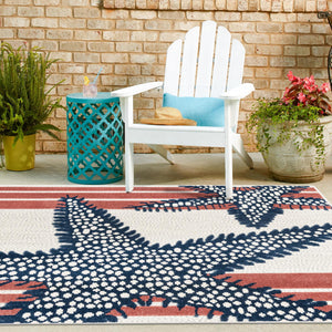 Ivory 7' 10 x 7' 10 Belize Outdoor Square Area Rug Weather Resistant for Patio, Deck, Terrace, Balcony, Porch 100% Polypropylene Colorful Fun Coastal Modern Carpet for Outside for Sale at Rug Engine