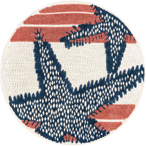 Ivory 3' 3 x 3' 3 Belize Outdoor Round Area Rug Weather Resistant for Patio, Deck, Terrace, Balcony, Porch 100% Polypropylene Colorful Fun Coastal Modern Carpet for Outside for Sale at Rug Engine