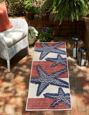 Ivory 2' x 8' Belize Outdoor Runner Area Rug Weather Resistant for Patio, Deck, Terrace, Balcony, Porch 100% Polypropylene Colorful Fun Coastal Modern Carpet for Outside for Sale at Rug Engine