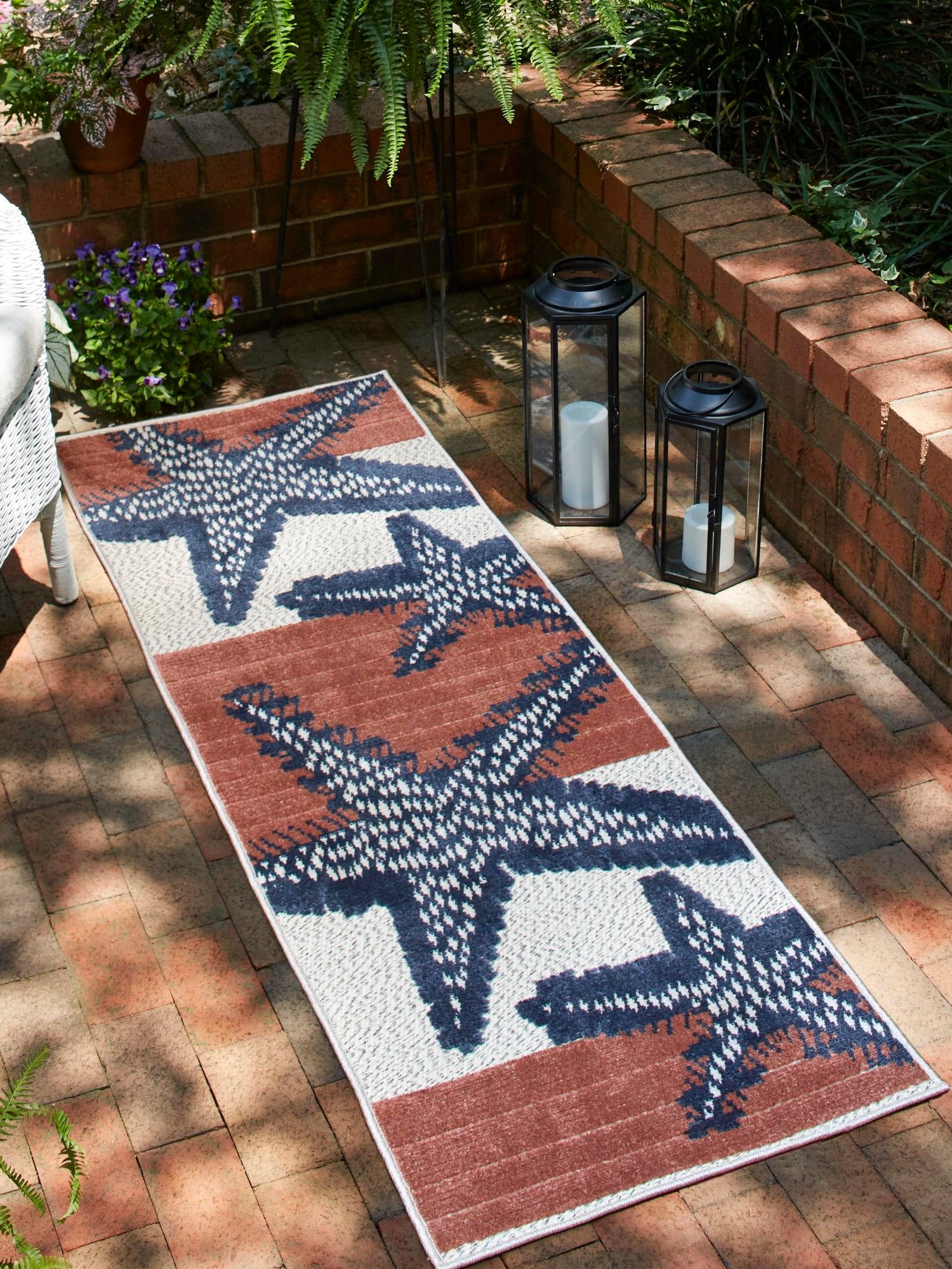 Ivory 2' x 8' Belize Outdoor Runner Area Rug Weather Resistant for Patio, Deck, Terrace, Balcony, Porch 100% Polypropylene Colorful Fun Coastal Modern Carpet for Outside for Sale at Rug Engine