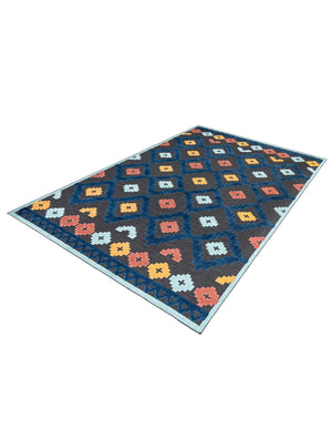 Charcoal 9' x 12' Belize Outdoor Rectangle Area Rug Weather Resistant for Patio, Deck, Terrace, Balcony, Porch 100% Polypropylene Colorful Fun Coastal Modern Carpet for Outside for Sale at Rug Engine