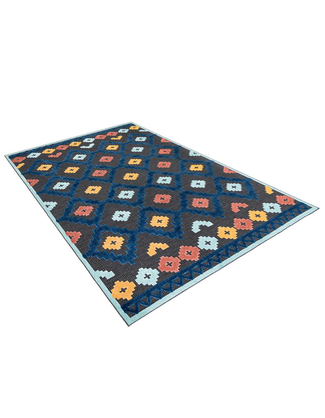 Charcoal 9' x 12' Belize Outdoor Rectangle Area Rug Weather Resistant for Patio, Deck, Terrace, Balcony, Porch 100% Polypropylene Colorful Fun Coastal Modern Carpet for Outside for Sale at Rug Engine