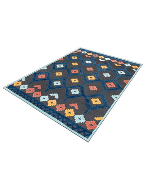 Charcoal 7' 10 x 10' Belize Outdoor Rectangle Area Rug Weather Resistant for Patio, Deck, Terrace, Balcony, Porch 100% Polypropylene Colorful Fun Coastal Modern Carpet for Outside for Sale at Rug Engine
