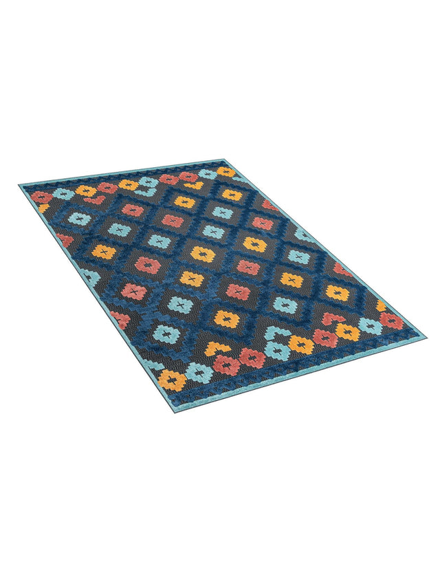 Charcoal 7' x 10' Belize Outdoor Rectangle Area Rug Weather Resistant for Patio, Deck, Terrace, Balcony, Porch 100% Polypropylene Colorful Fun Coastal Modern Carpet for Outside for Sale at Rug Engine