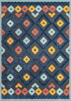 Charcoal 7' x 10' Belize Outdoor Rectangle Area Rug Weather Resistant for Patio, Deck, Terrace, Balcony, Porch 100% Polypropylene Colorful Fun Coastal Modern Carpet for Outside for Sale at Rug Engine
