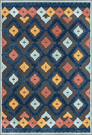 Charcoal 6' x 9' Belize Outdoor Rectangle Area Rug Weather Resistant for Patio, Deck, Terrace, Balcony, Porch 100% Polypropylene Colorful Fun Coastal Modern Carpet for Outside for Sale at Rug Engine