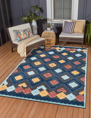 Charcoal 6' x 9' Belize Outdoor Rectangle Area Rug Weather Resistant for Patio, Deck, Terrace, Balcony, Porch 100% Polypropylene Colorful Fun Coastal Modern Carpet for Outside for Sale at Rug Engine
