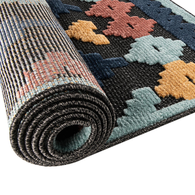 Charcoal 4' x 6' Belize Outdoor Rectangle Area Rug Weather Resistant for Patio, Deck, Terrace, Balcony, Porch 100% Polypropylene Colorful Fun Coastal Modern Carpet for Outside for Sale at Rug Engine